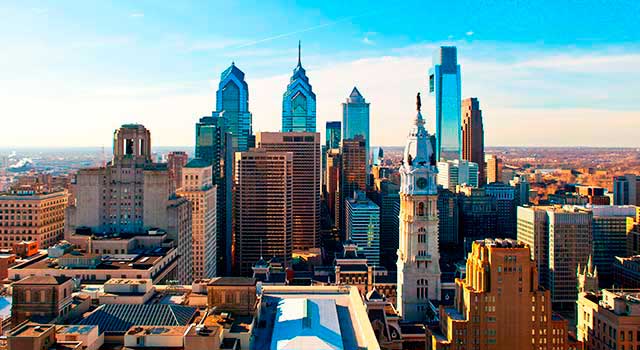 PHL Airport is located 10 miles southwest of downtown Philadelphia.